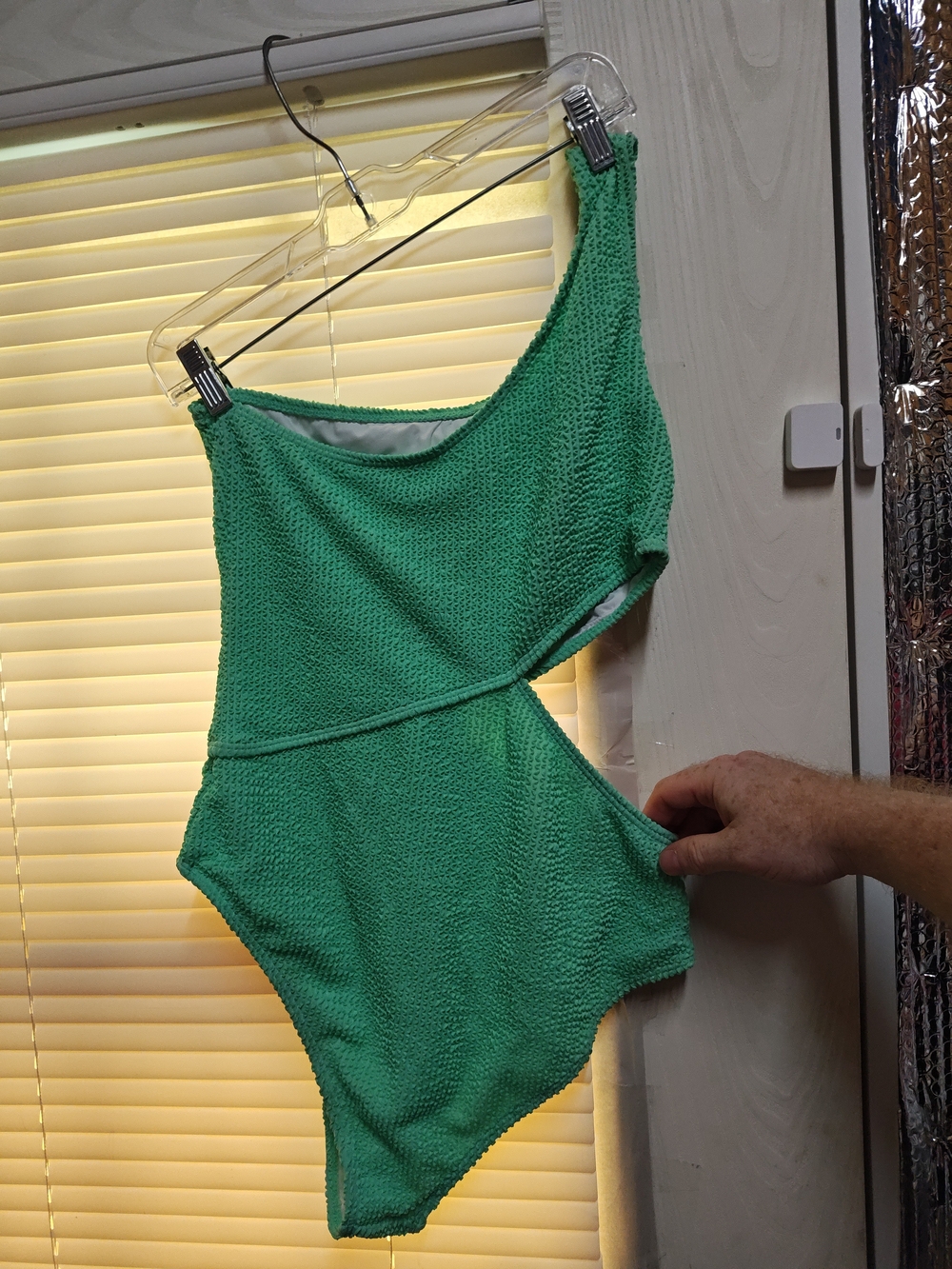 Green Textured One-Piece Swimsuit